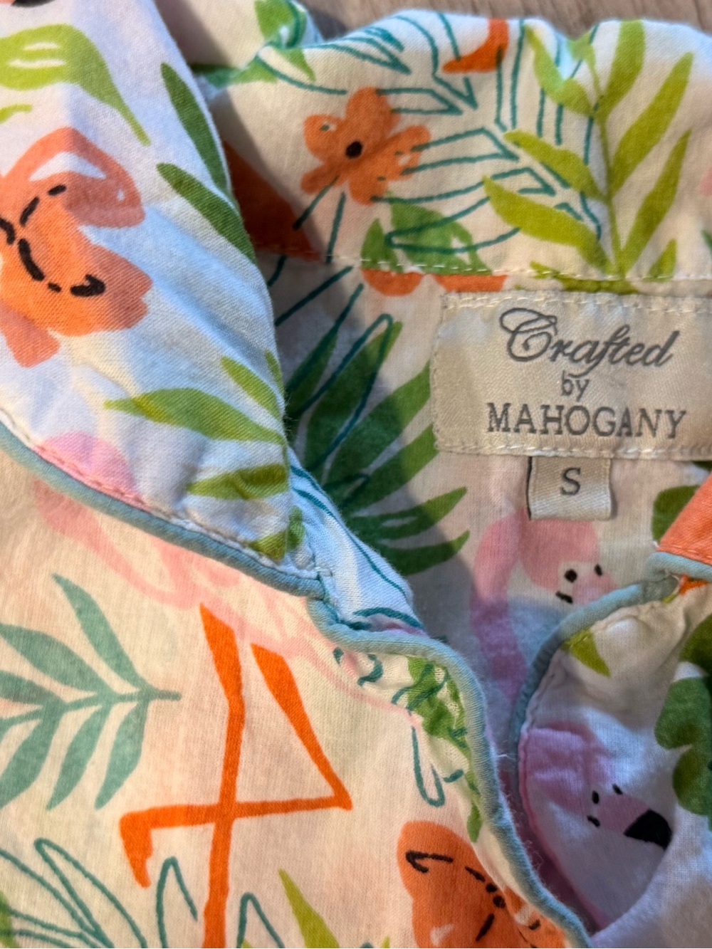 Crafted by Mahogany Women's Tropical Flamingo 2-Piece Top & Shorts Set S - Picture 6 of 7